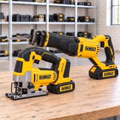 DeWalt siaurapjūkliai ir tiesiniai pjūklai